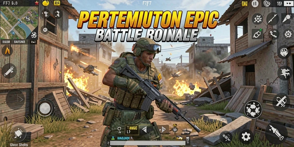 Screenshot dari gameplay F7F7 yang menegangkan di arena battle royale.