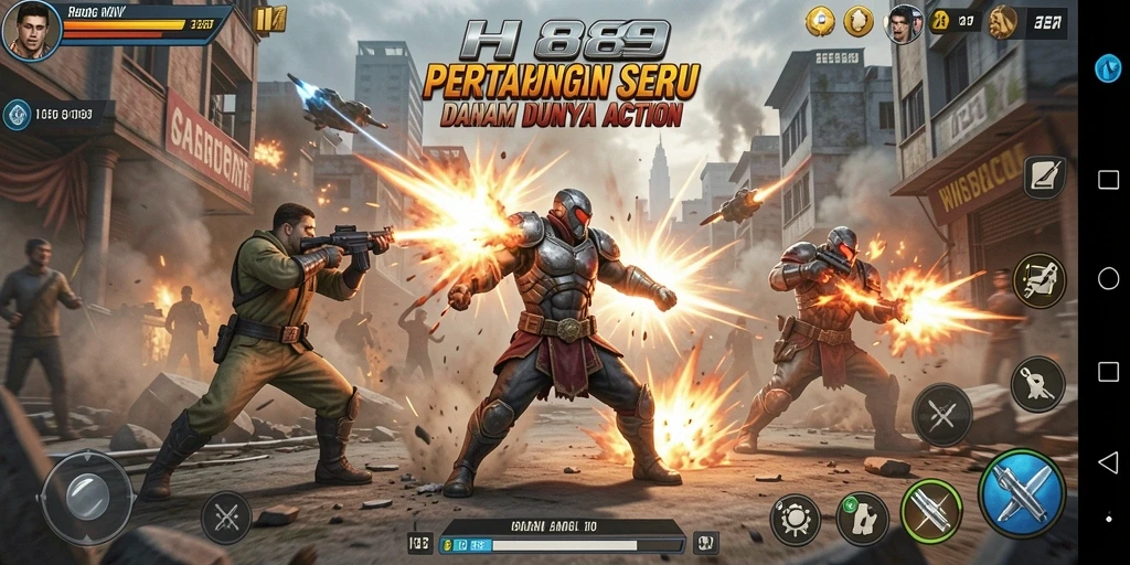 Screenshot menunjukkan aksi seru dalam H89 di arena pertempuran.