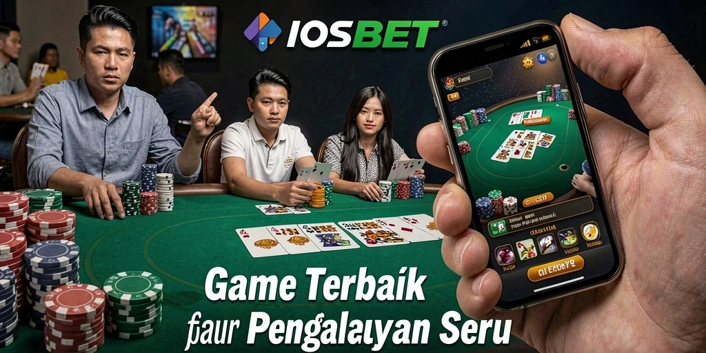 Tampilan gameplay seru dari IOSBET dengan pemain beraksi di meja poker.