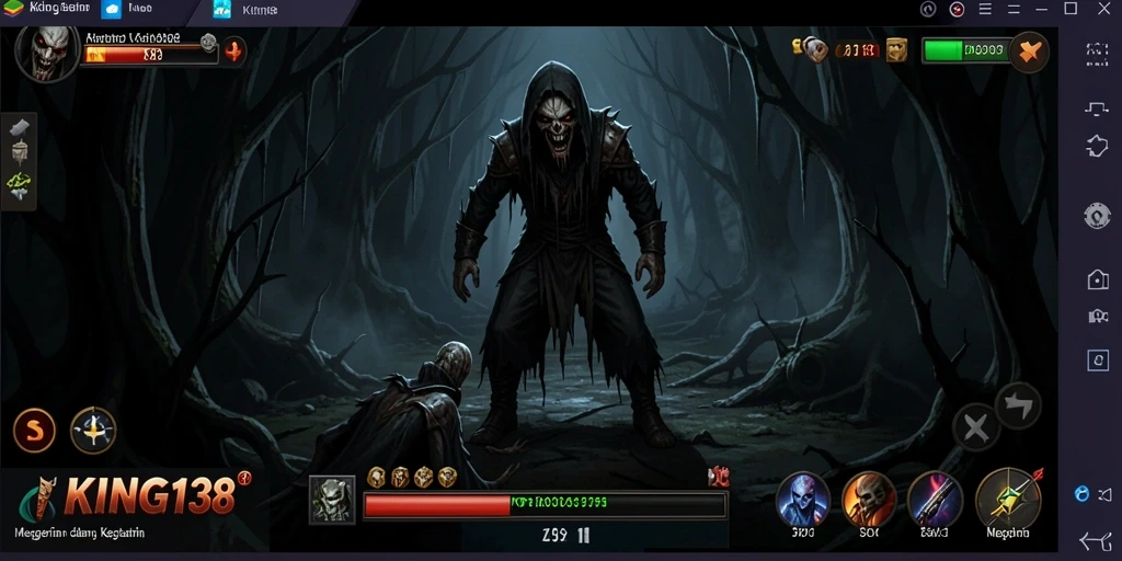 Tangkapan layar KING138 menampilkan momen menakutkan dalam gameplay.