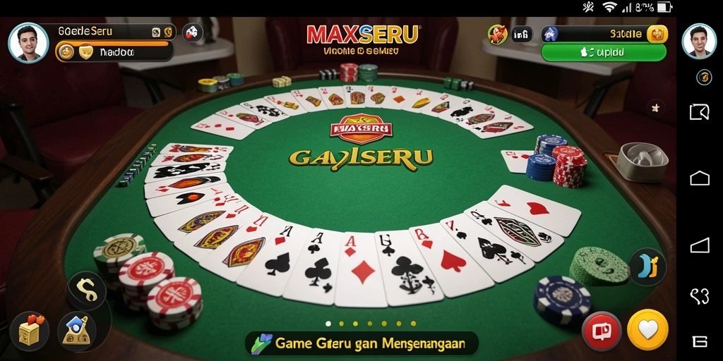 Tampilan gameplay Gaple seru di MAXSERU dengan teman-teman.